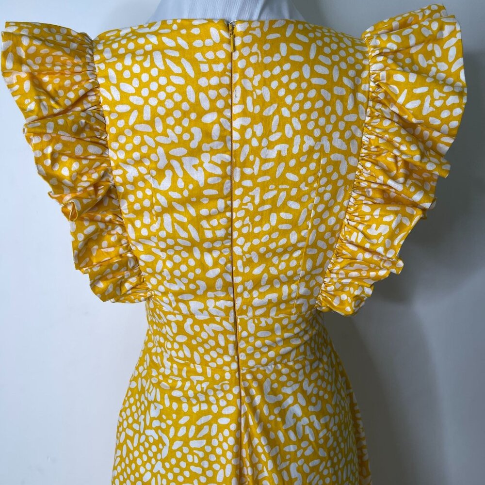 SIKA by Anthropologie Women's Yellow Marigold Ruffled Maxi Dress Size 4P - Picture 11 of 16